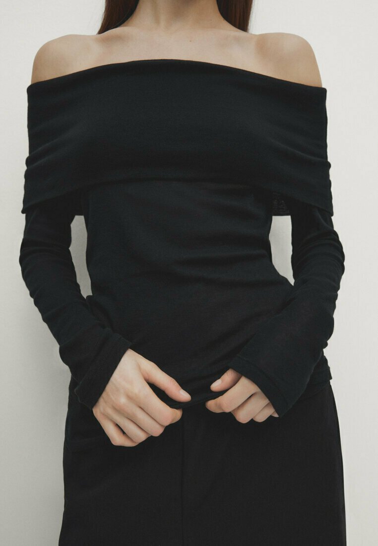 Топ с длинными рукавами OFF THE SHOULDER Massimo Dutti, цвет black