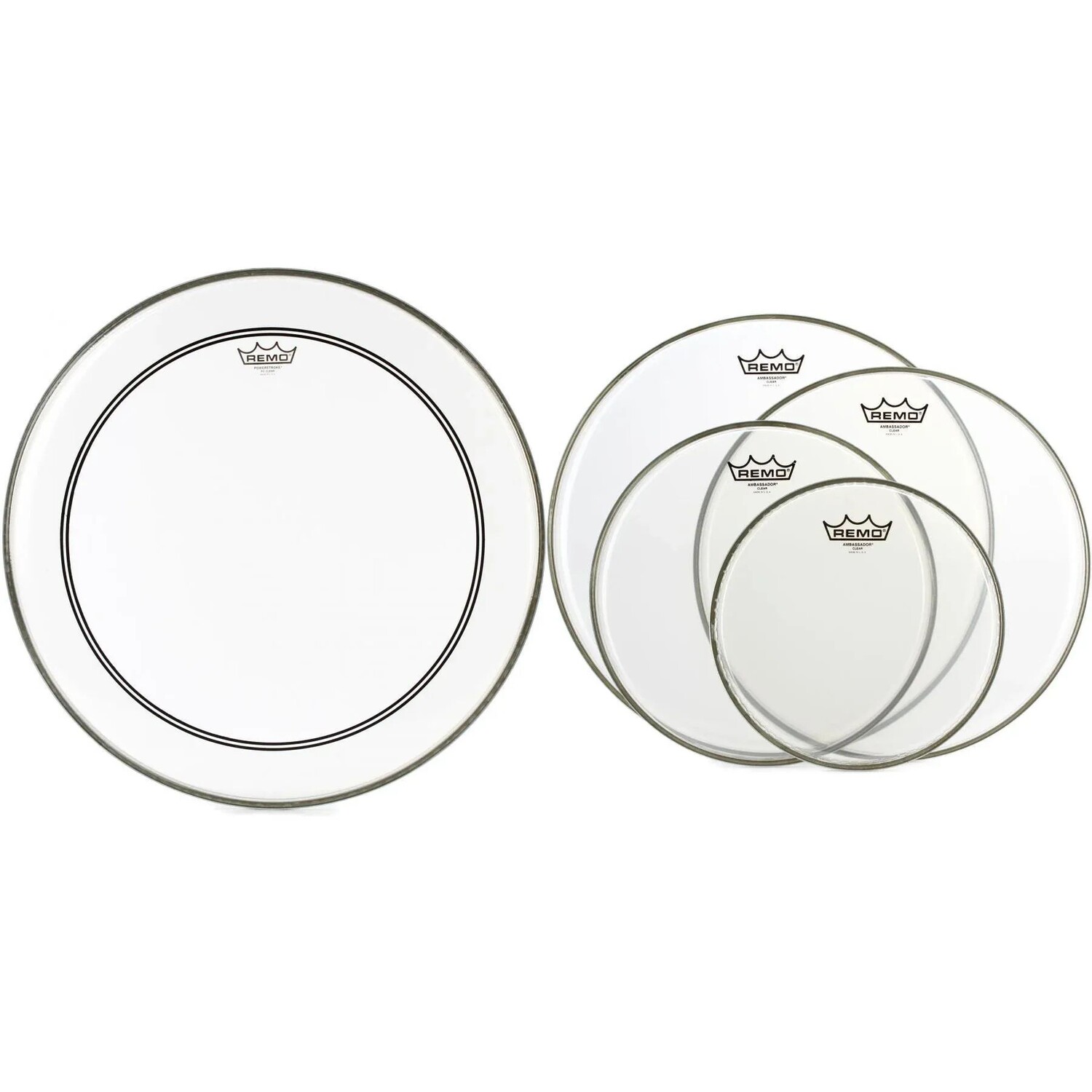 

Прозрачный набор Remo Ambassador из 5 пластиков Tom Drumhead с Powerstroke P3