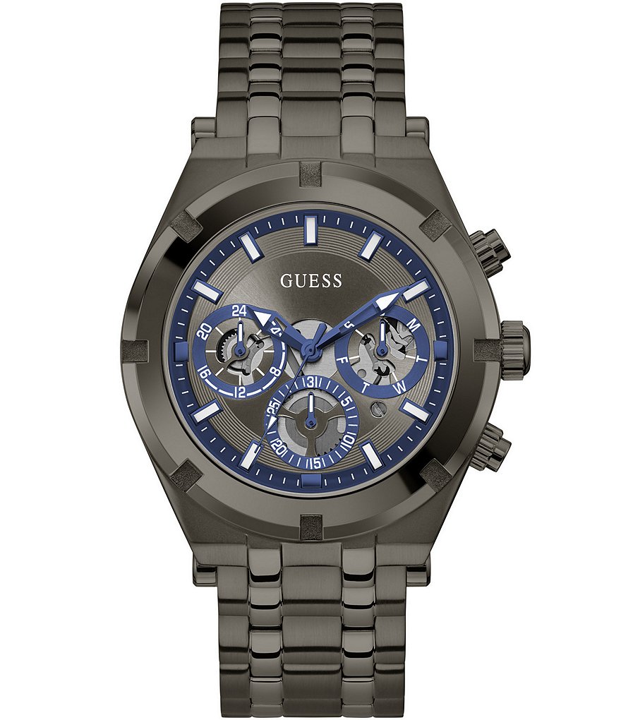 цена Мужские многофункциональные часы Guess Continental с браслетом из бронзы, серый