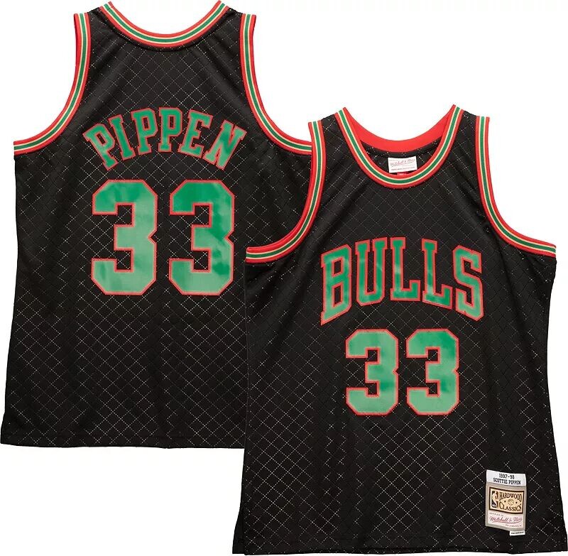 

Мужская футболка Mitchell & Ness 1997 года Chicago Bulls Scottie Pippen #33, черная, из твердой древесины Classics Swingman