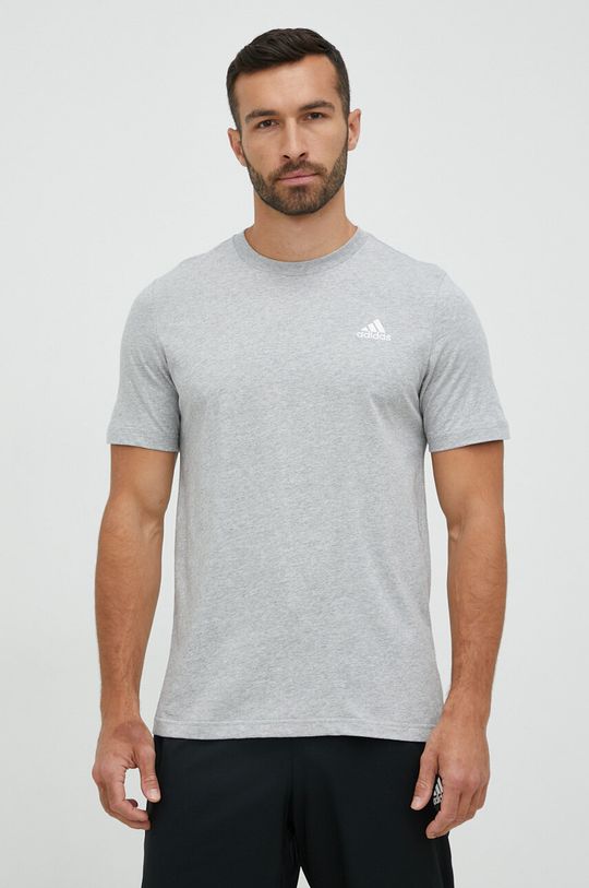Хлопковая футболка adidas, серый