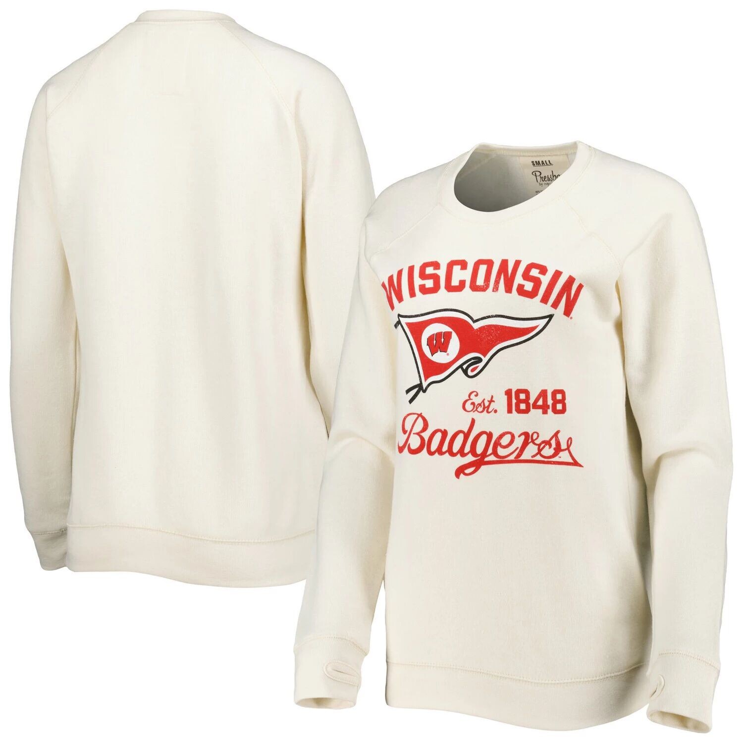 

Женский пуловер Pressbox кремового цвета Wisconsin Badgers Old Standard Pennant Knobi реглан, толстовка