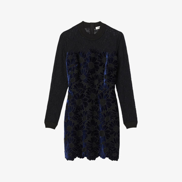 

Платье мини из эластичной ткани с кружевной вышивкой Daisy Sandro, цвет noir / gris