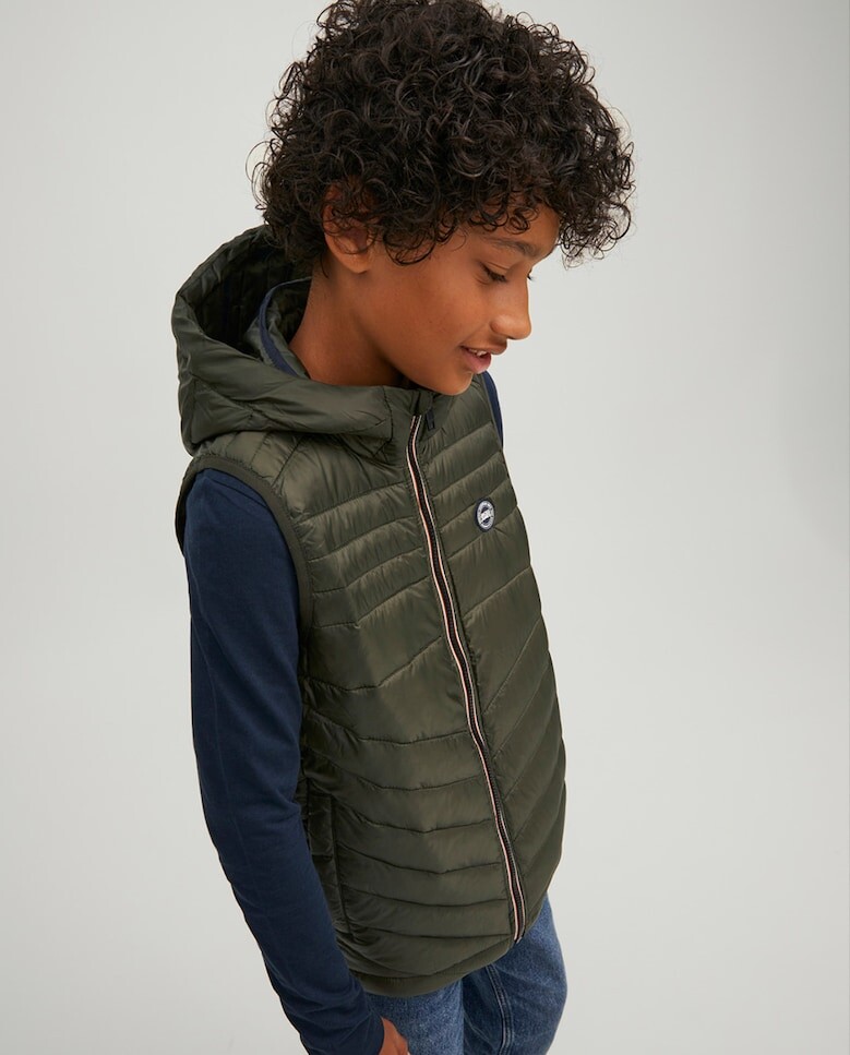 

Теплый жилет для мальчика с капюшоном Jack & Jones, темно-зеленый