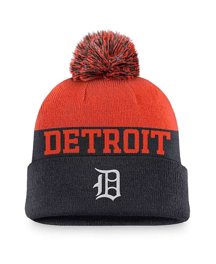 

Мужская темно-синяя вязаная шапка с манжетами и помпоном Detroit Tigers Rewind Peak Nike, синий