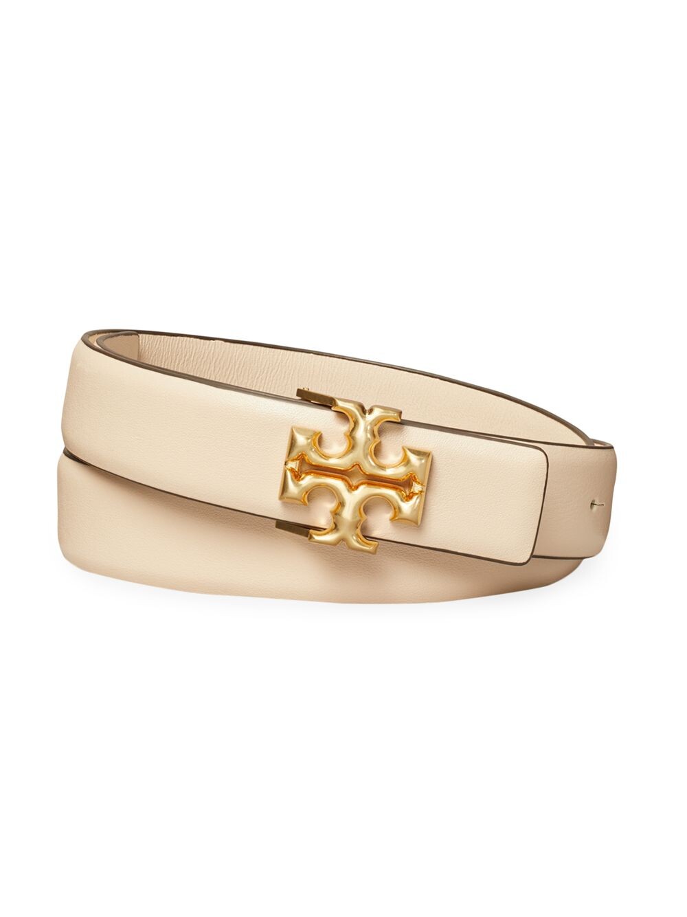 

Узкий кожаный ремень Eleanor Tory Burch, кремовый