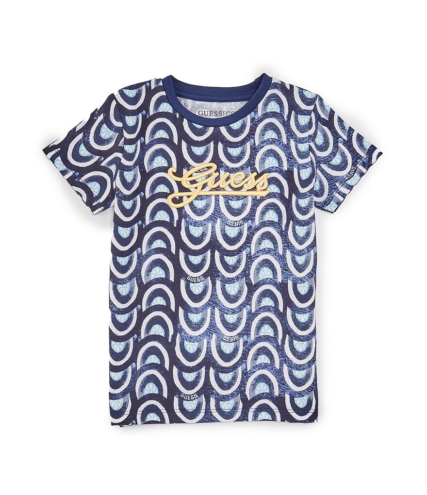 

Футболка Guess Little Boys 2T-7 с короткими рукавами и принтом, синий