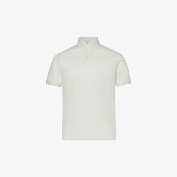 Рубашка-поло классического кроя с монограммой Emporio Armani, цвет bianco caldo