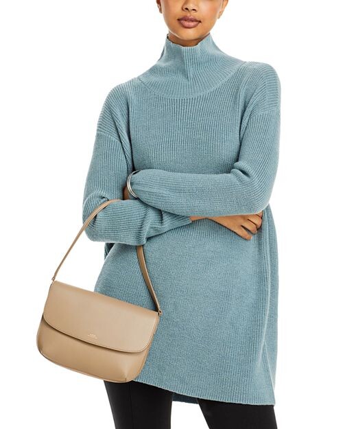

Шерстяной свитер-туника с высоким воротником Eileen Fisher, цвет Green
