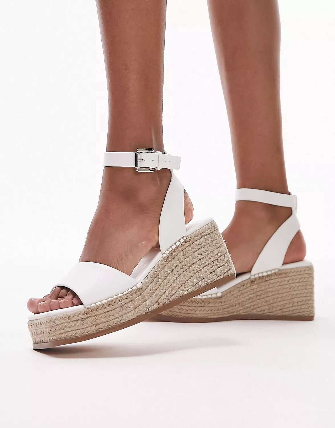 Белые сандалии на платформе Topshop Wide Fit Jessie