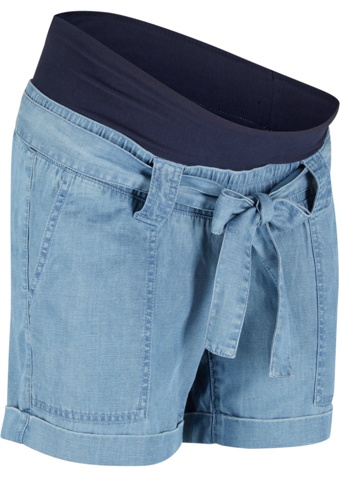 Шорты для беременных из льна в джинсовом стиле Bpc Bonprix Collection, голубой шорты bpc трикотажные на 12 13 лет