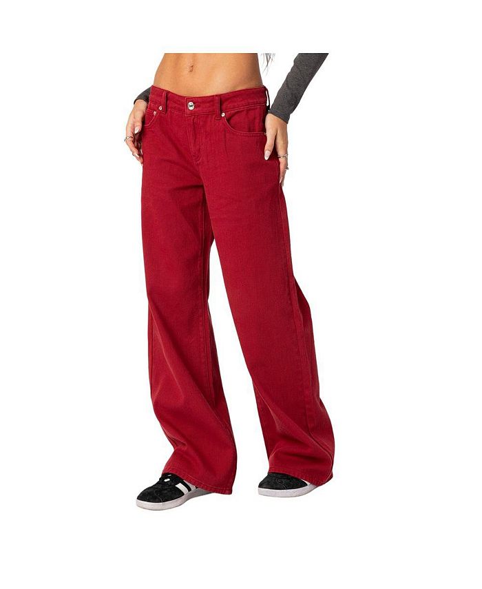 Женские джинсы с напуском в римском стиле с низкой посадкой Edikted, красный