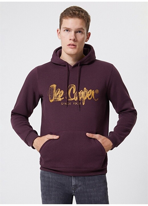 

Мужская толстовка сливового цвета с капюшоном Lee Cooper
