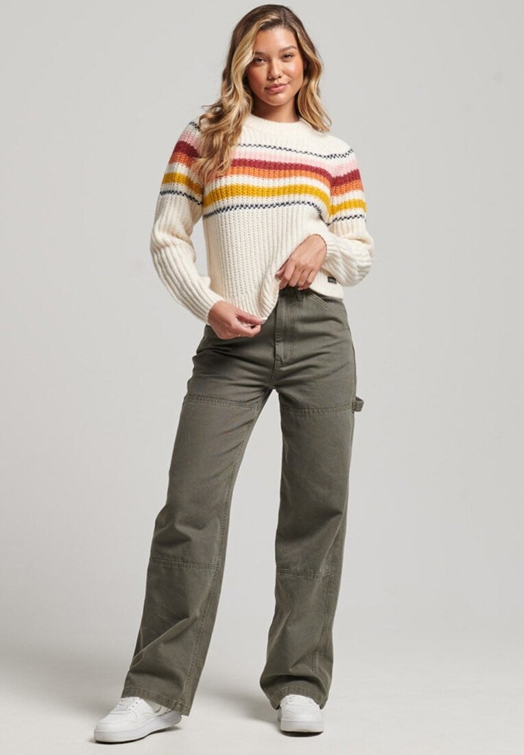 

Свитшот Superdry КРУГЛЫЙ ВЫРЕЗ BRUSHED STRIPE, цвет ecru mix stripe