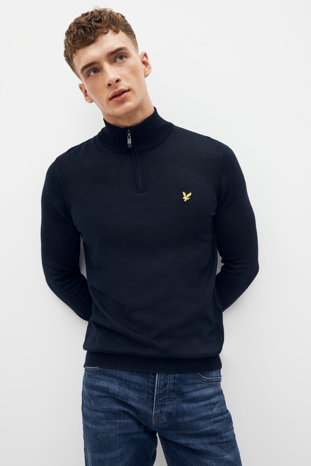 

Черный свитер с высоким воротником на молнии 3/4 Lyle & Scott, синий