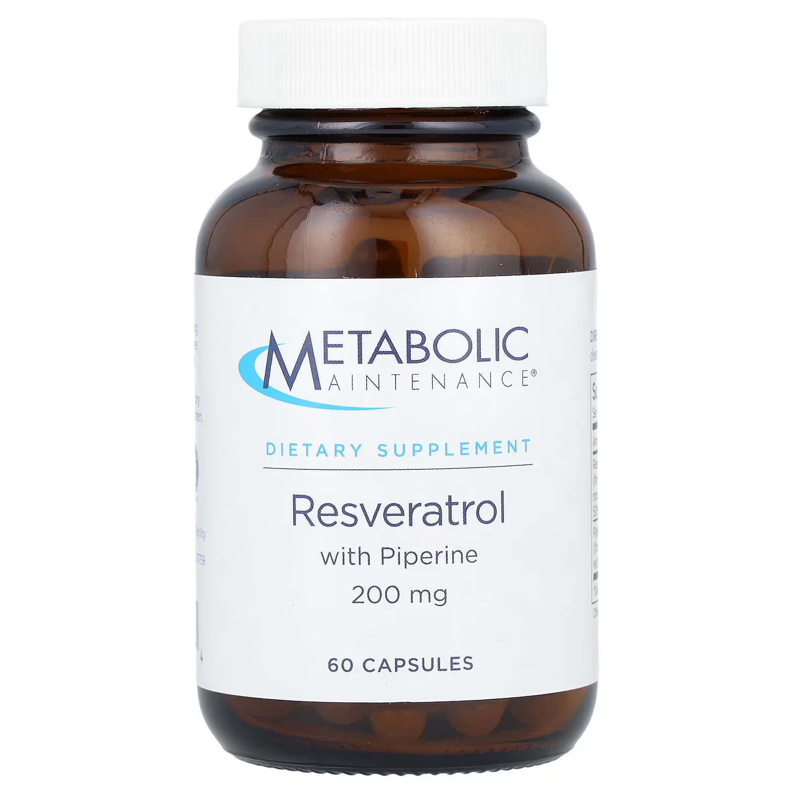 Ресвератрол Metabolic Maintenance с пиперином, 60 капсул стабильный пробиотик metabolic maintenance biomaintenance 60 капсул