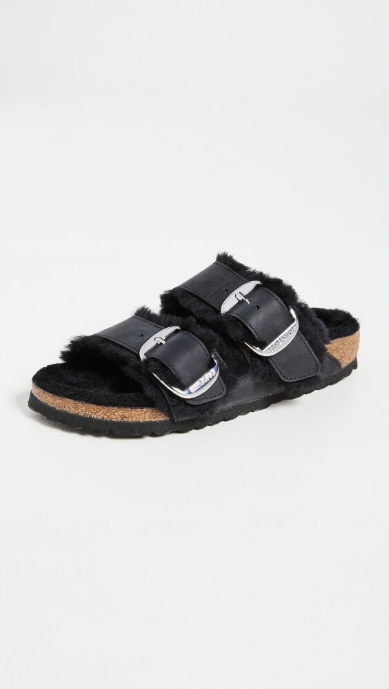 

Сандалии Birkenstock Arizona Big Buckle Shearling, черный
