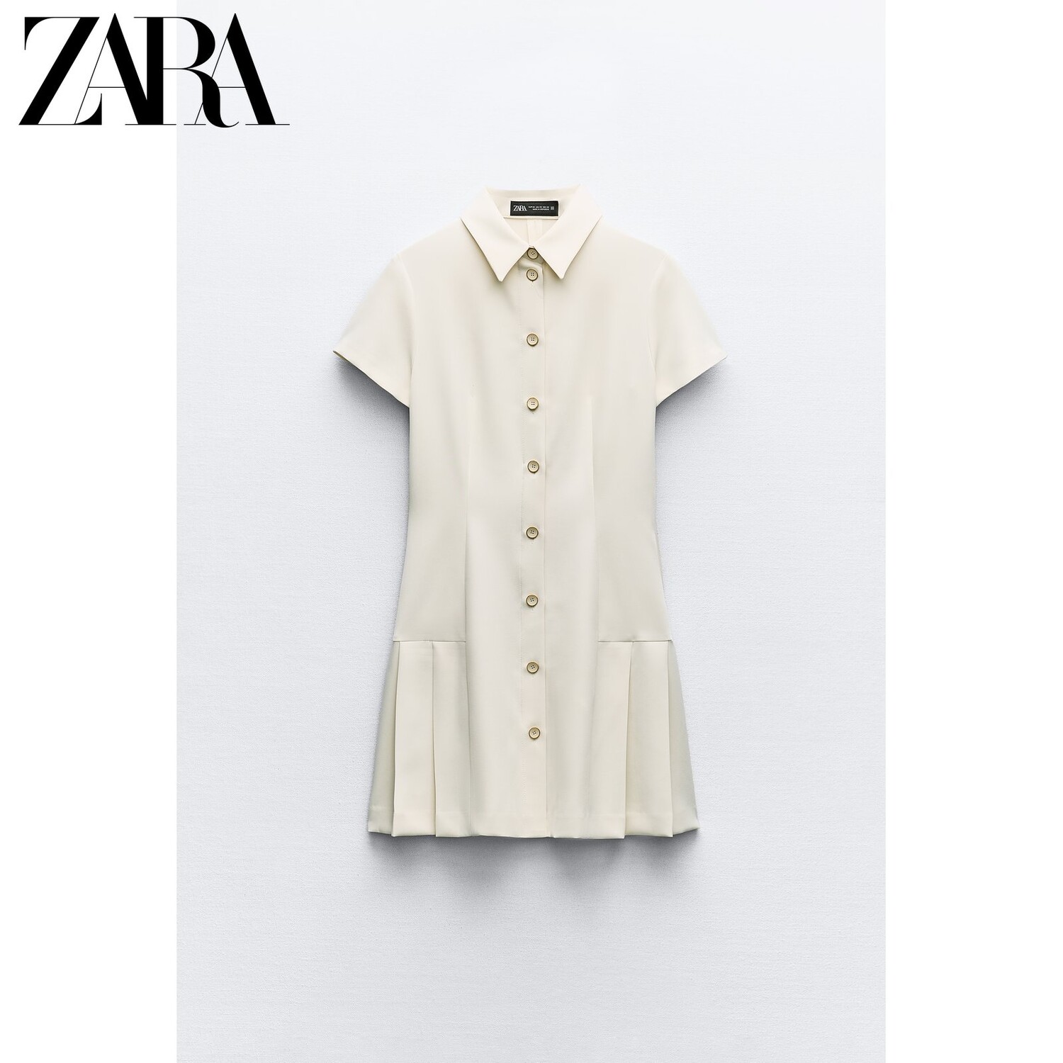 

Платье мини Zara с короткими рукавами, белый