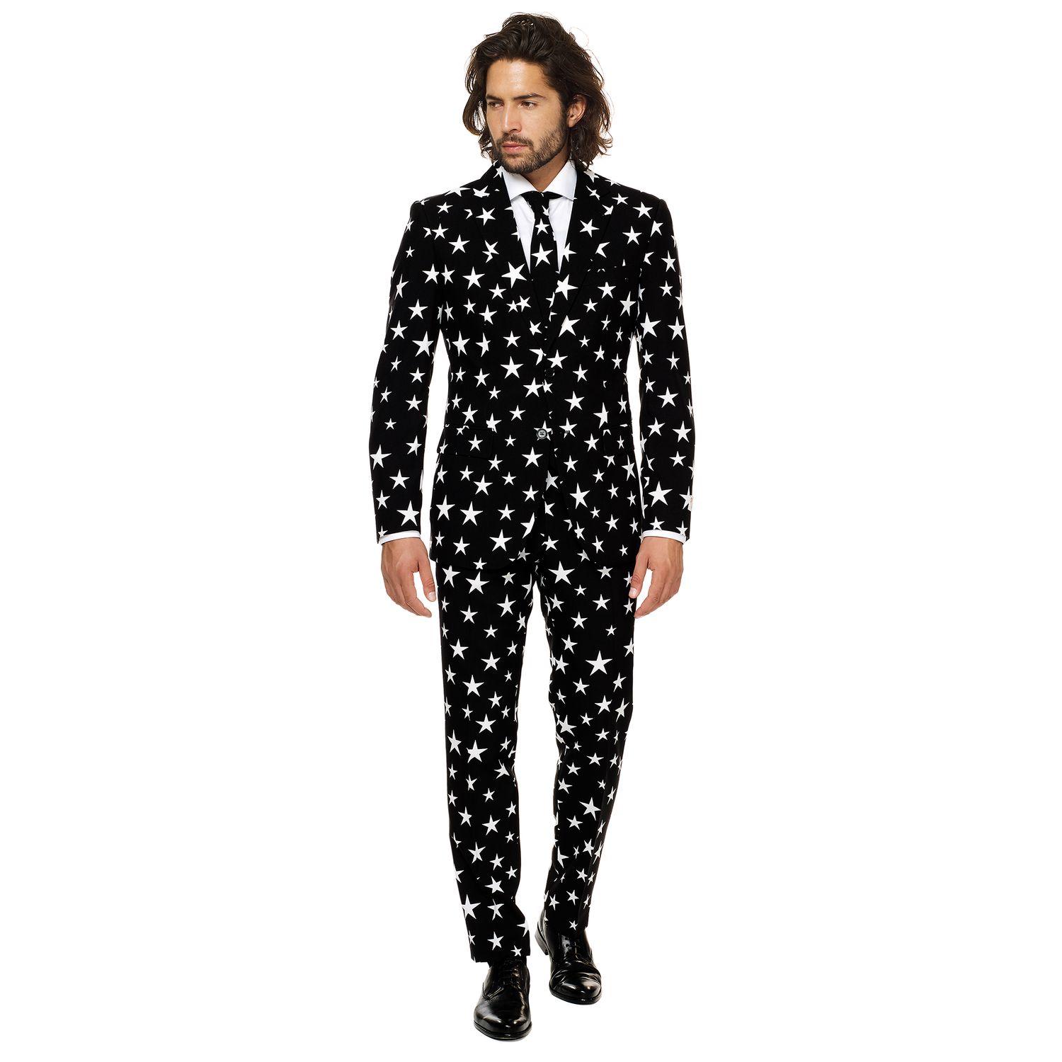 Мужской облегающий костюм и галстук с узором OppoSuits, черный\белый цена и фото