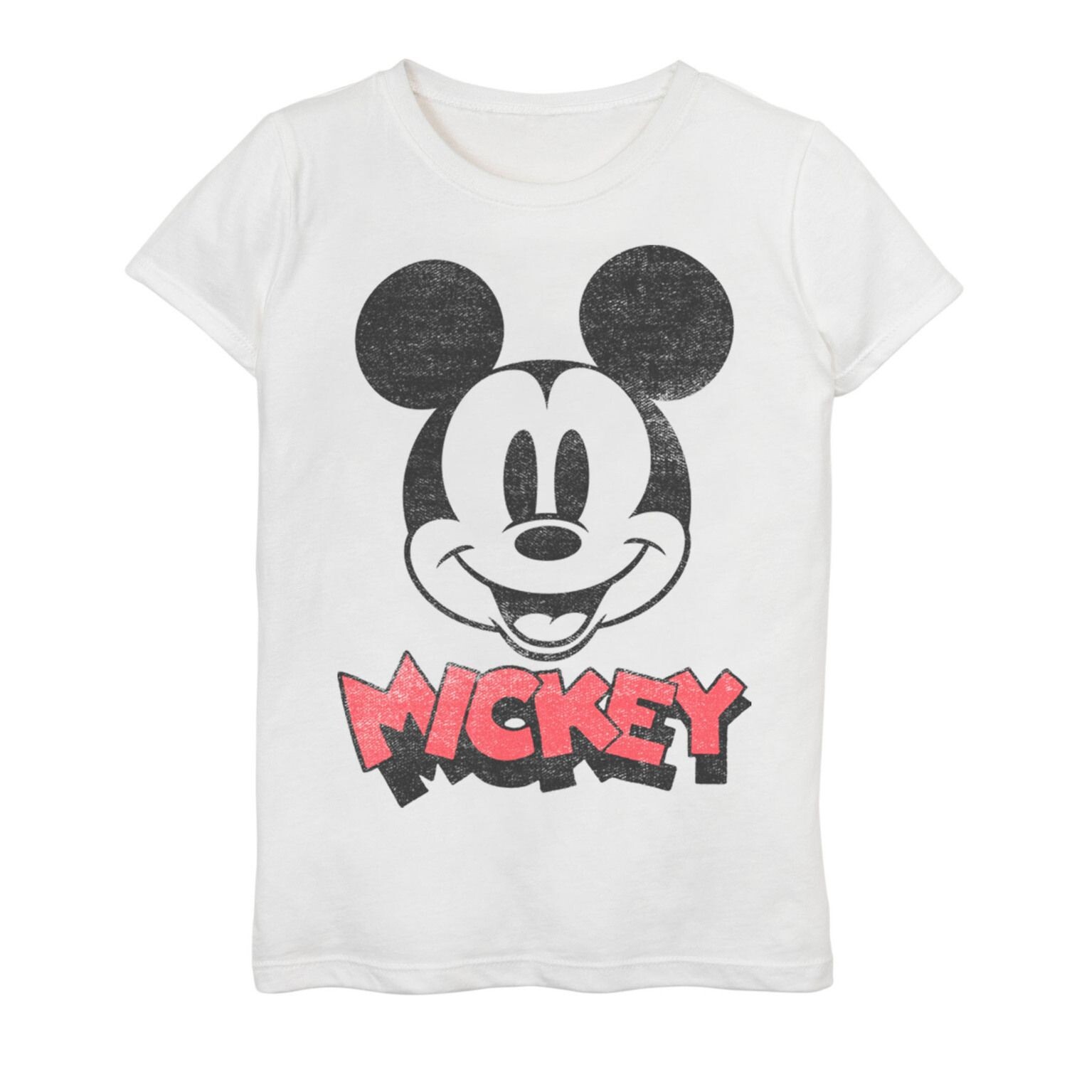

Футболка с логотипом Disney's Mickey Mouse & Friends для девочек 7–16 лет с изображением Микки и большим лицом Disney