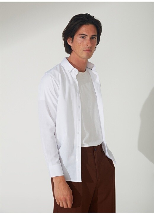 

Обычная белая мужская рубашка с воротником на пуговицах Slim Fit Süvari