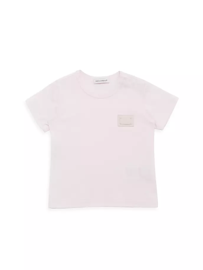 

Футболка с короткими рукавами и нашивкой-логотипом для маленьких девочек Dolce&Gabbana, цвет pink powder