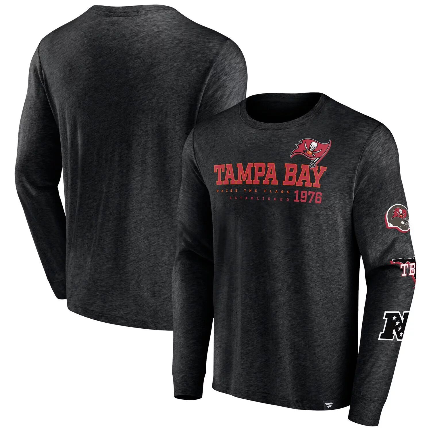 

Мужская футболка с логотипом Heather Black Tampa Bay Buccaneers High Whip Pitcher с длинными рукавами Fanatics