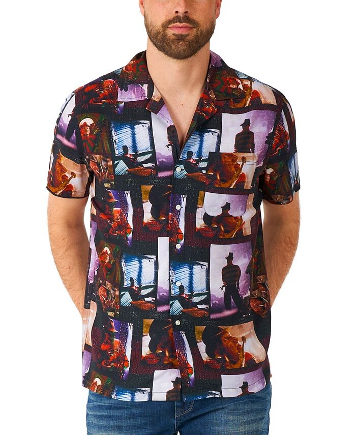 

Мужская рубашка с рисунком «Кошмар на улице Вязов» OppoSuits, черный