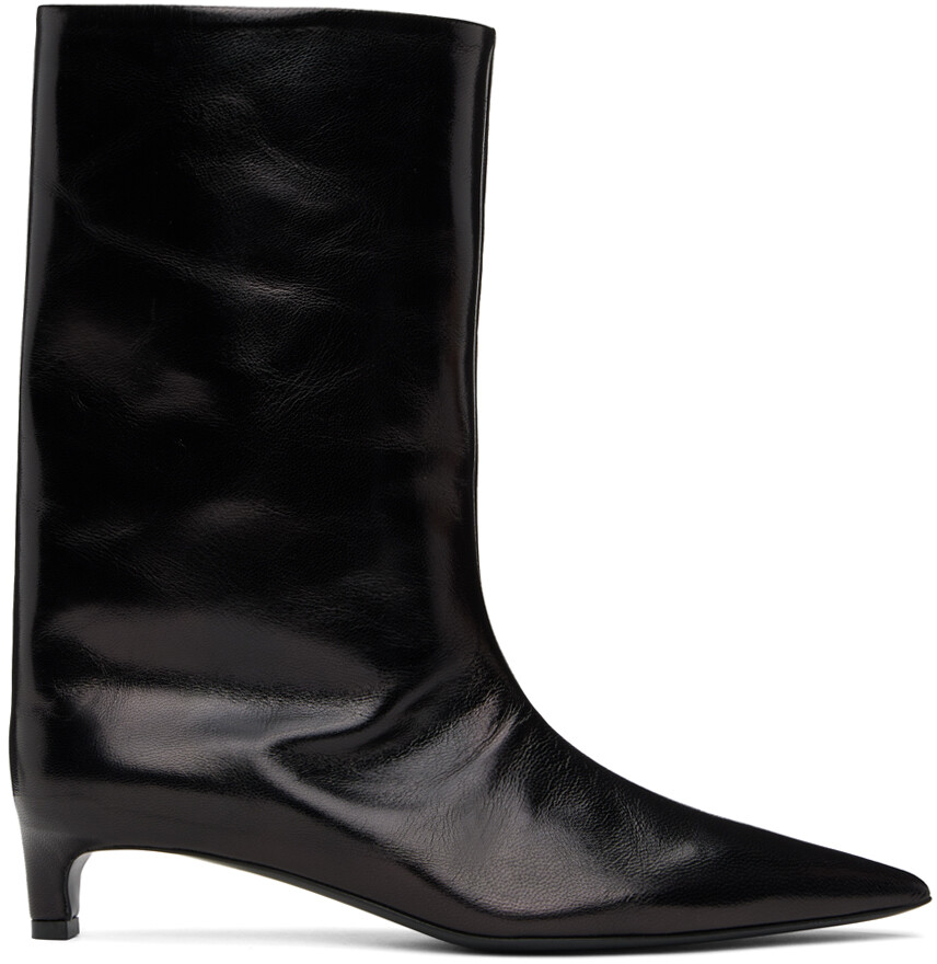

Черные кожаные ботинки на каблуке Jil Sander