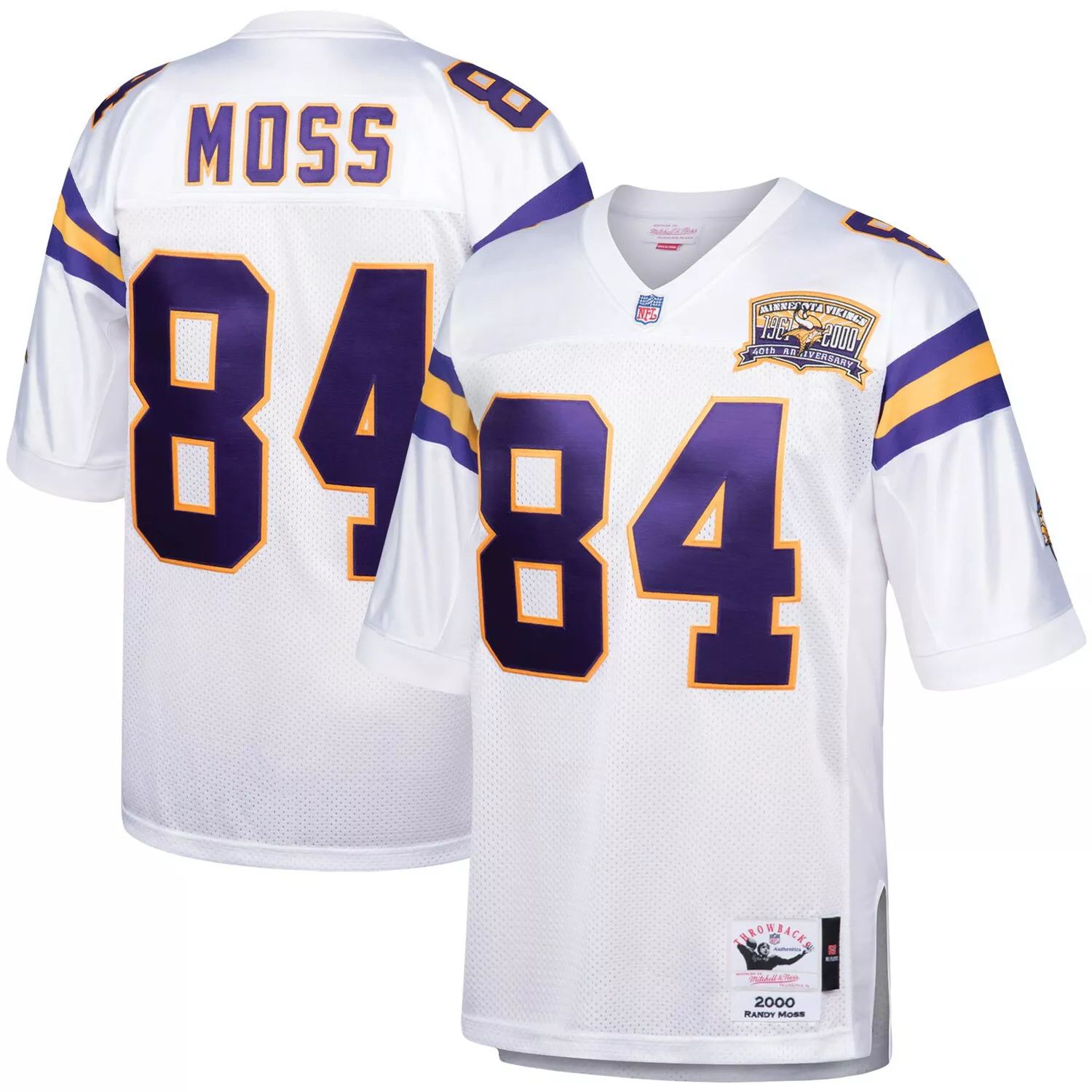 Мужская белая футболка Mitchell & Ness Randy Moss Minnesota Vikings 2000 Authentic Throwback игрока в отставке