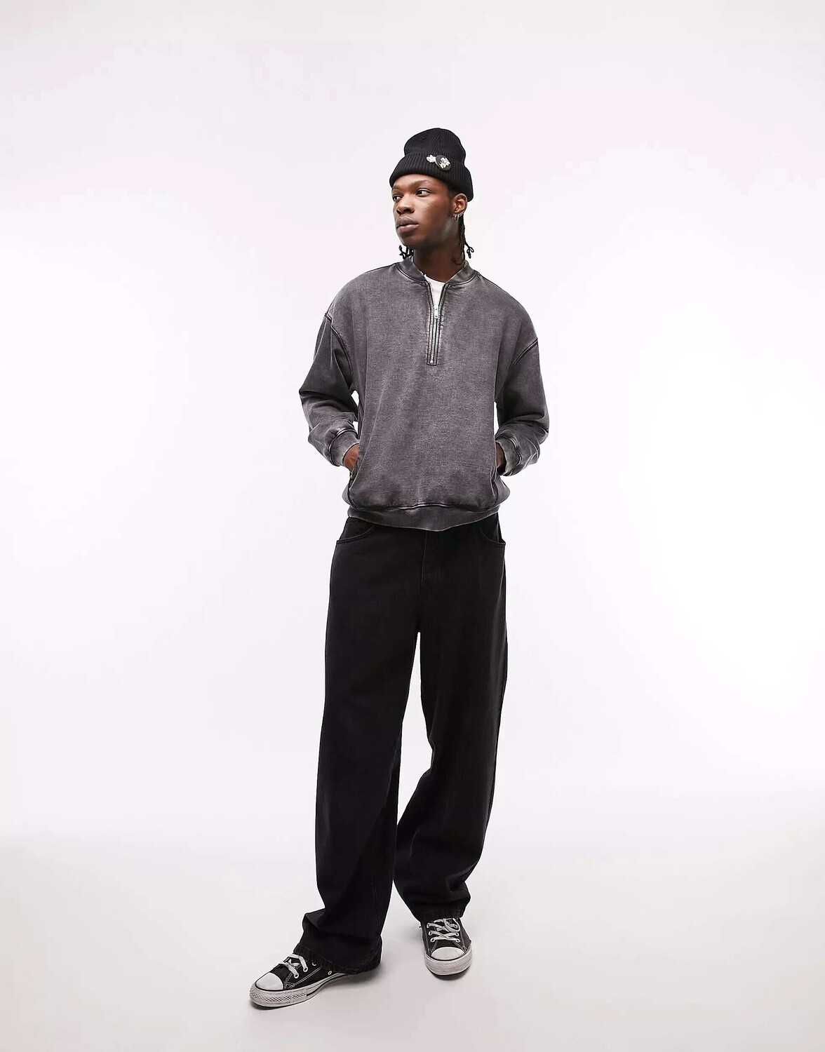 

Черная оверсайзная бейсбольная толстовка Topman, Черный