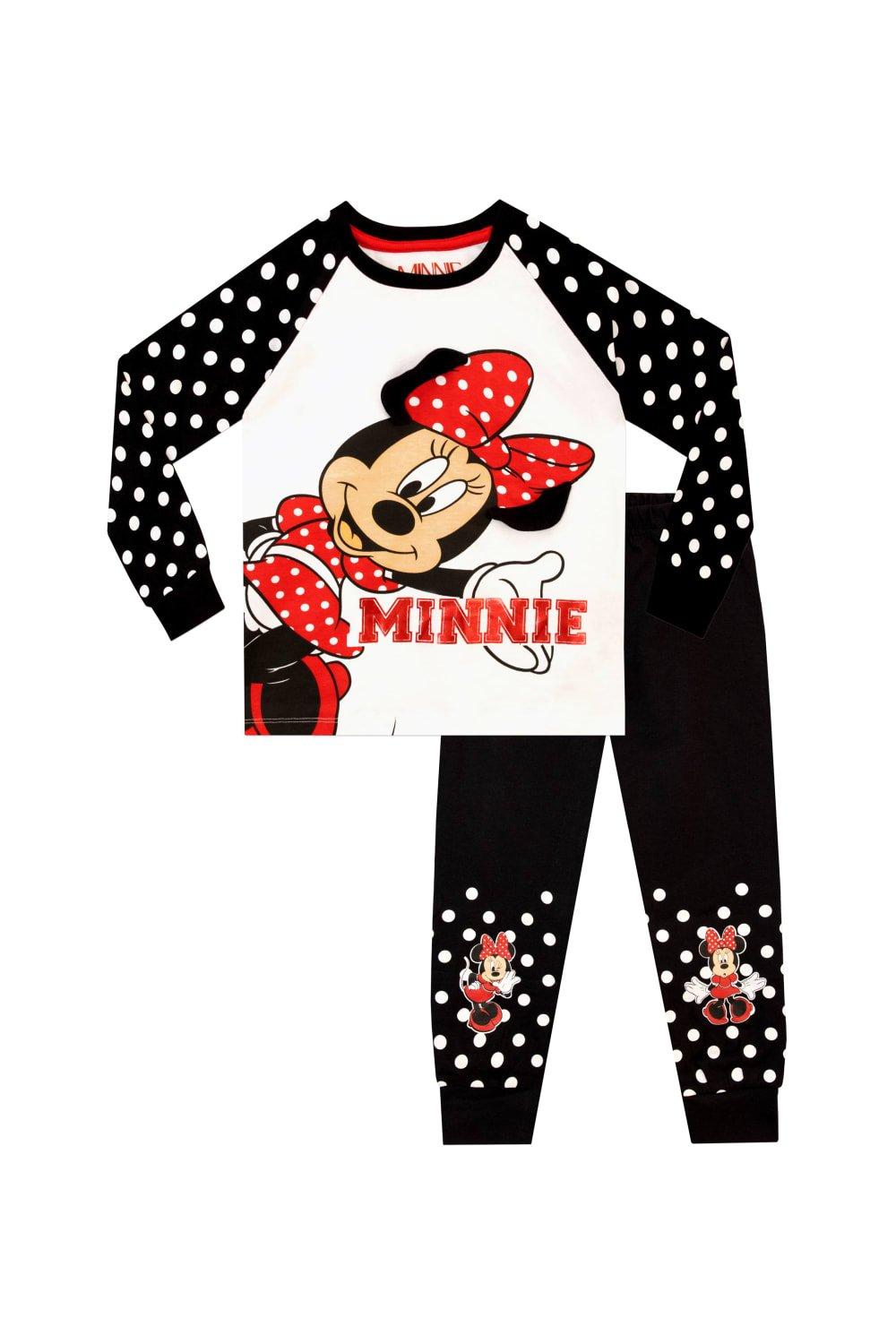 Пижама Минни Маус Disney, черный пижама женский костюм пижама с принтом женская осенняя дышащая верхняя одежда с длинными рукавами домашняя одежда с деревянными ушками