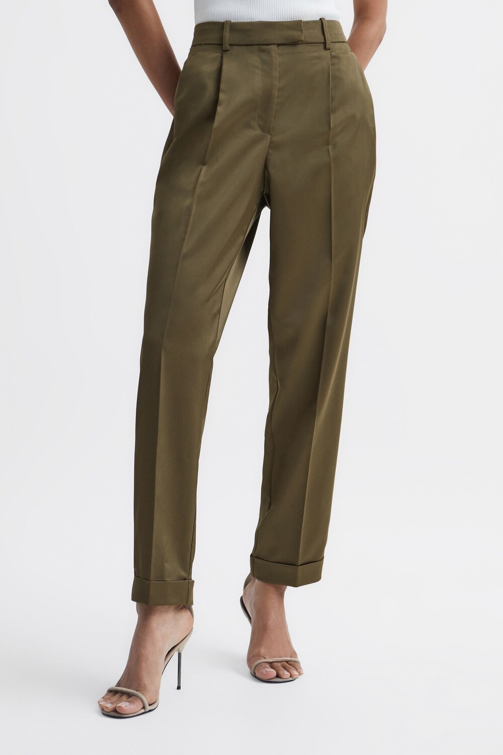 

Атласные зауженные брюки Cici Reiss, зеленый