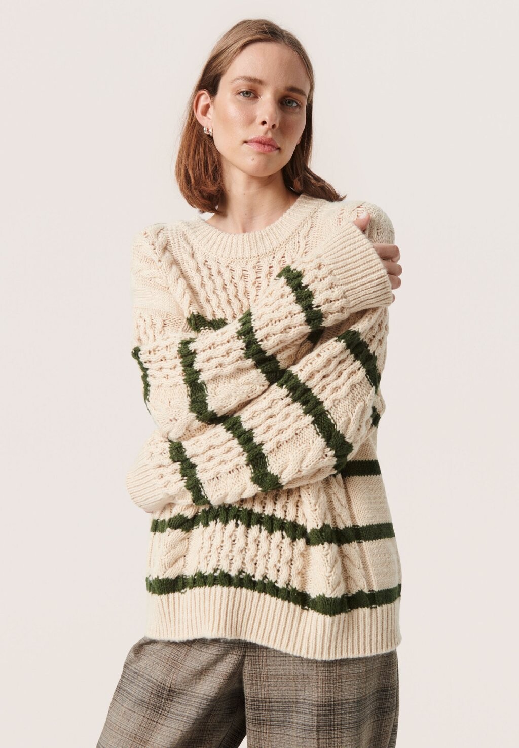 

Свитер SLFRANNA STRIPE Soaked in Luxury, песочная ракушка, Бежевый