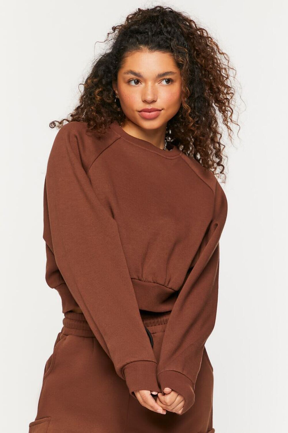 

Флисовый пуловер реглан Forever 21, коричневый