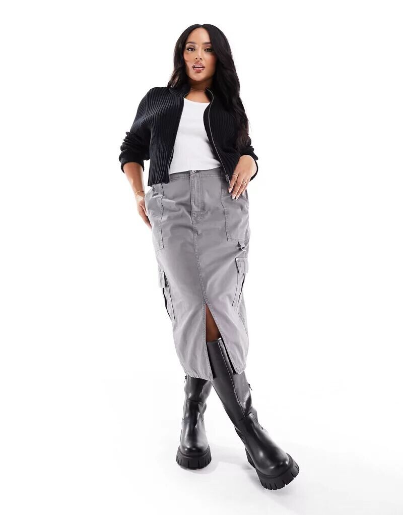 

Серая юбка миди карго River Island