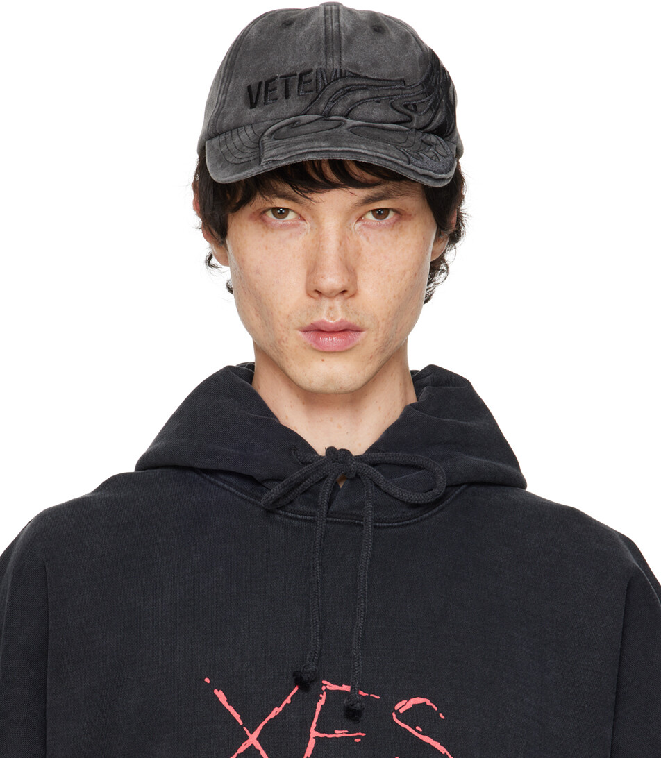 

Черная кепка с логотипом Flame Vetements, цвет Washed black