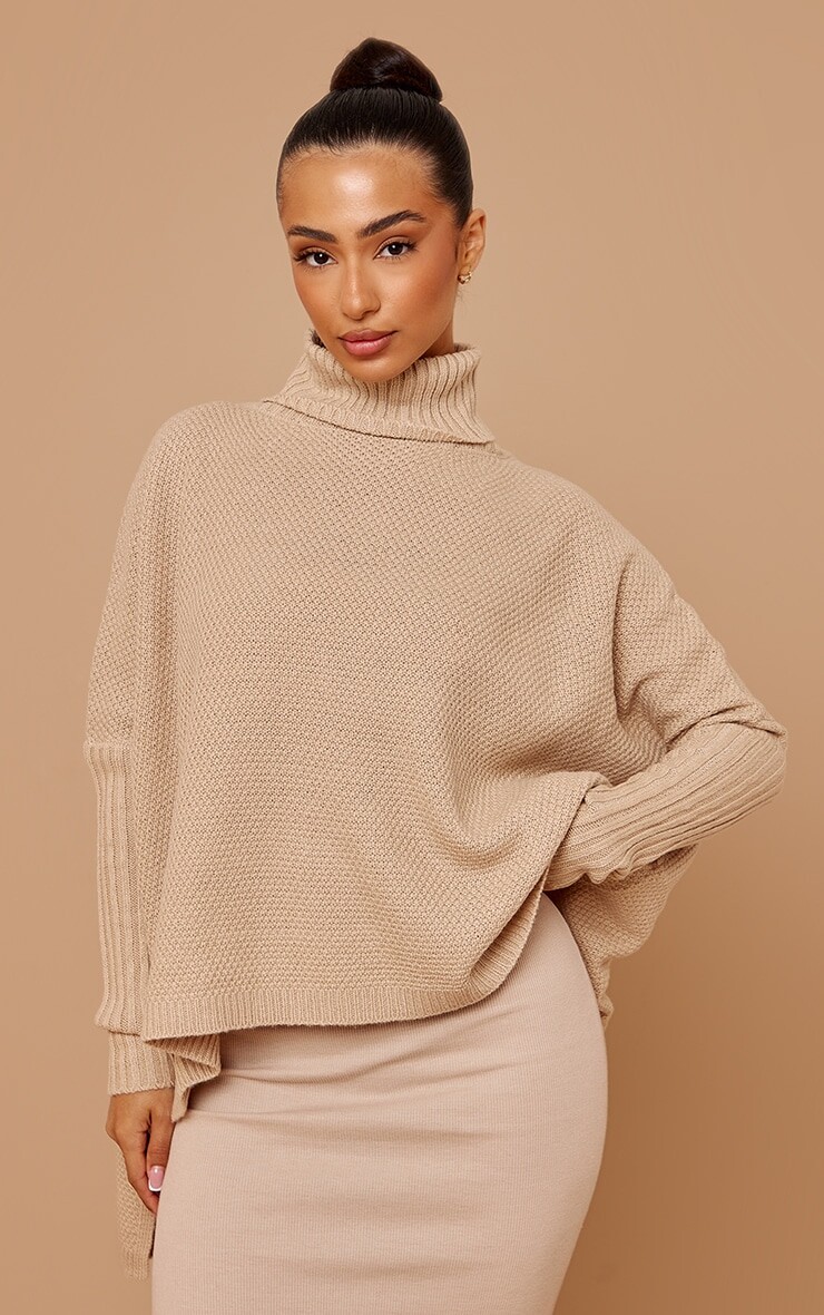 

PrettyLittleThing Вязаный джемпер оверсайз Petite Oatmeal