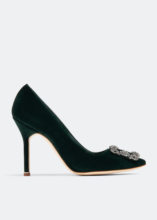 

Туфли Manolo Blahnik Hangisi Velvet, зеленый