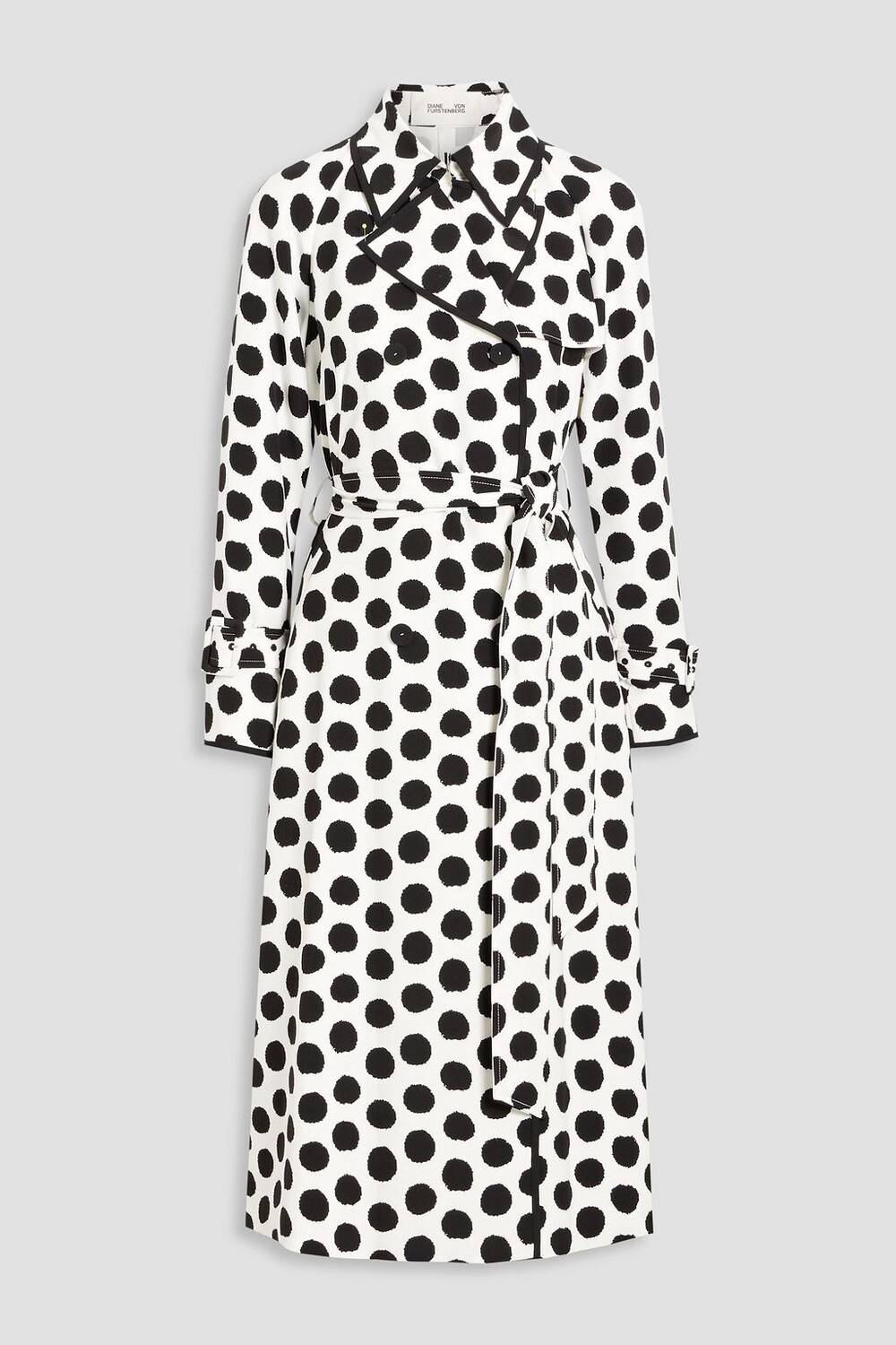 

Двубортное пальто Eda из крепа в горошек DIANE VON FURSTENBERG, слоновая кость, Бежевый