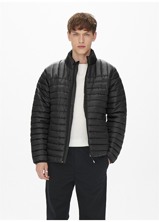 

Черный мужской короткий пуховик Regular Fit Only & Sons