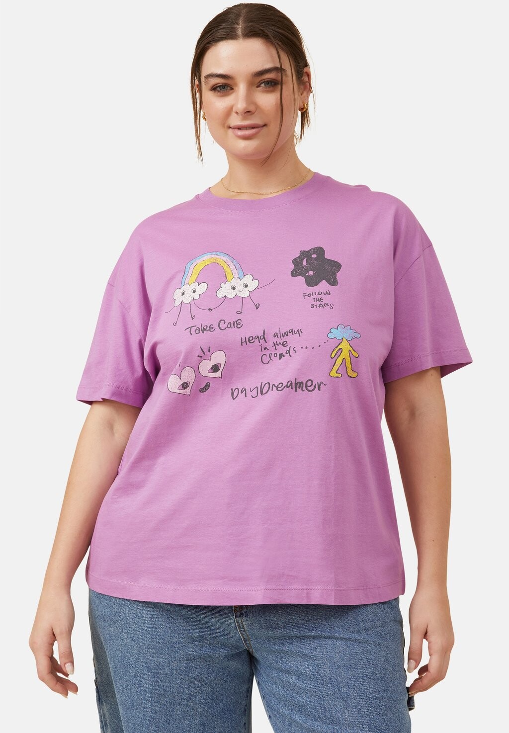 

футболка с принтом Curve Dad Graphic Cotton On, цвет dream big luminous mauve