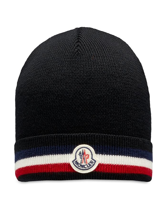 

Трехцветная шерстяная шапка Moncler, черный