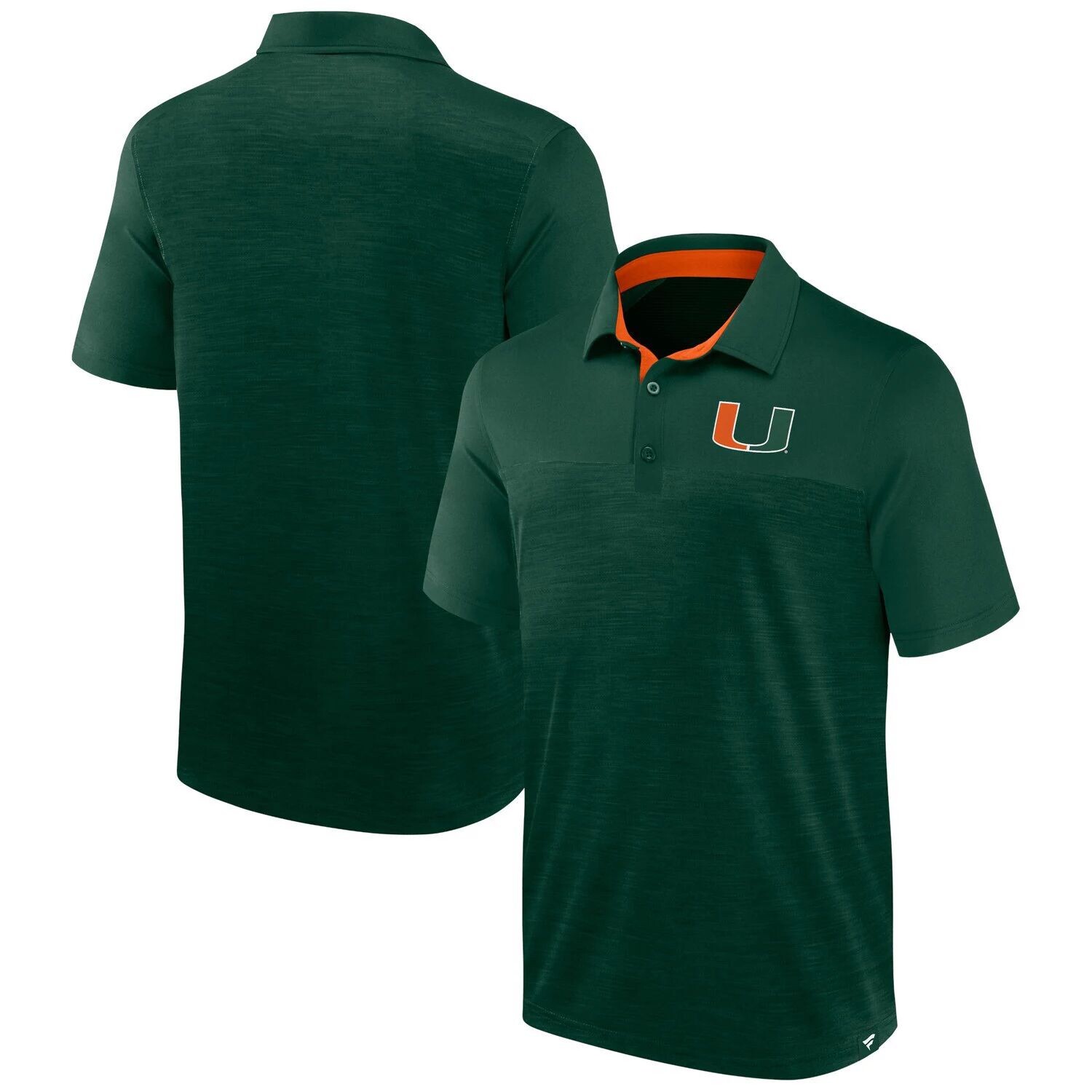 

Мужская классическая футболка-поло для домашнего поля с логотипом Heather Green Miami Hurricanes Fanatics