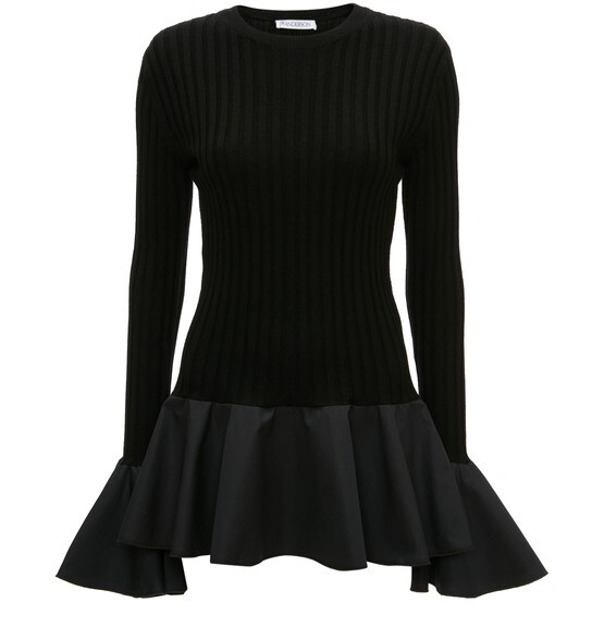

Топ с контрастным тканым подолом Jw Anderson, черный
