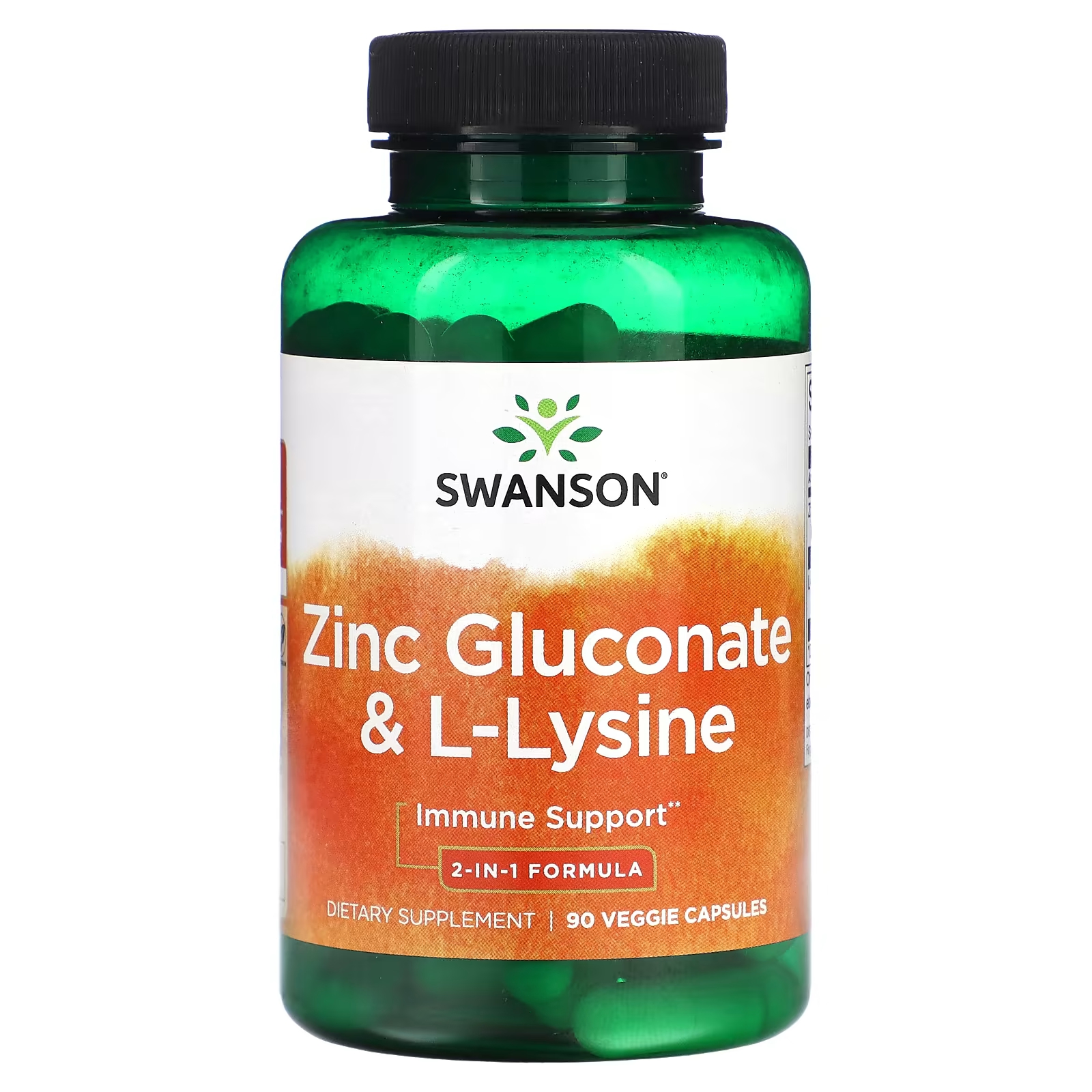 Swanson глюконат цинка и L-лизин 90 растительных капсул