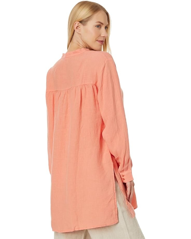

Рубашка Eileen Fisher Mandarin Collar Long Shirt, цвет Guava