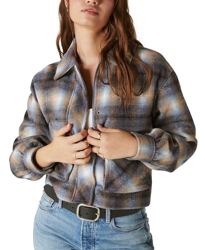 

Женская укороченная куртка-рубашка в клетку Lucky Brand, синий