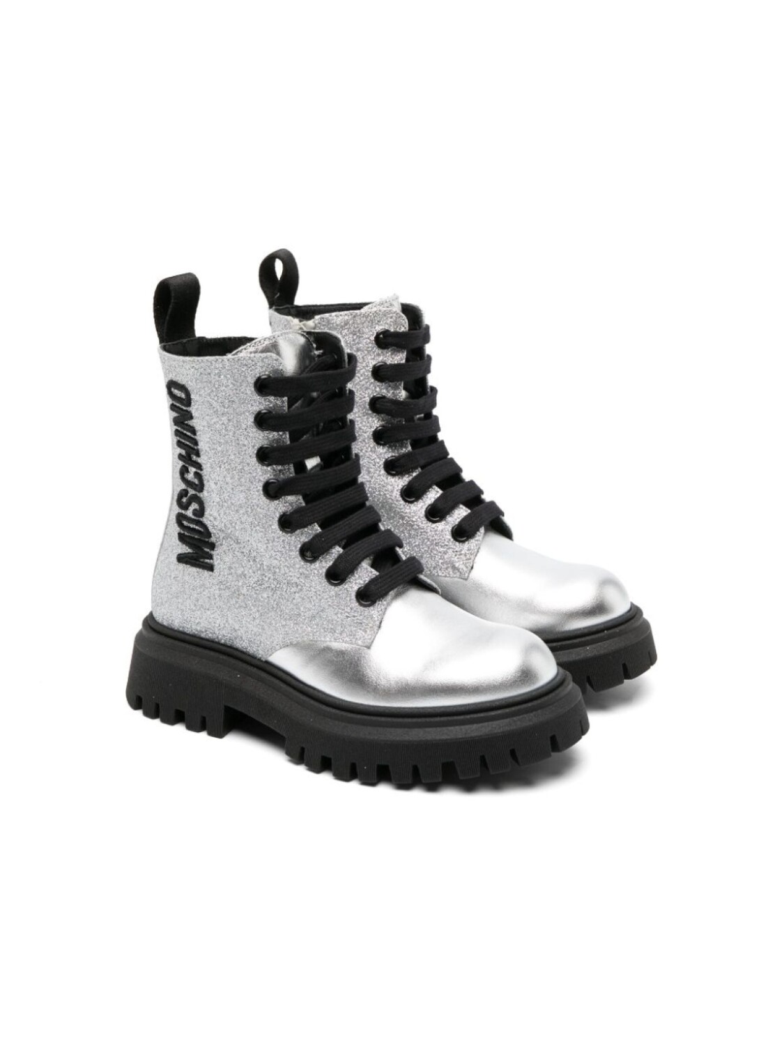 

Moschino Kids ботильоны с логотипом, серебристый
