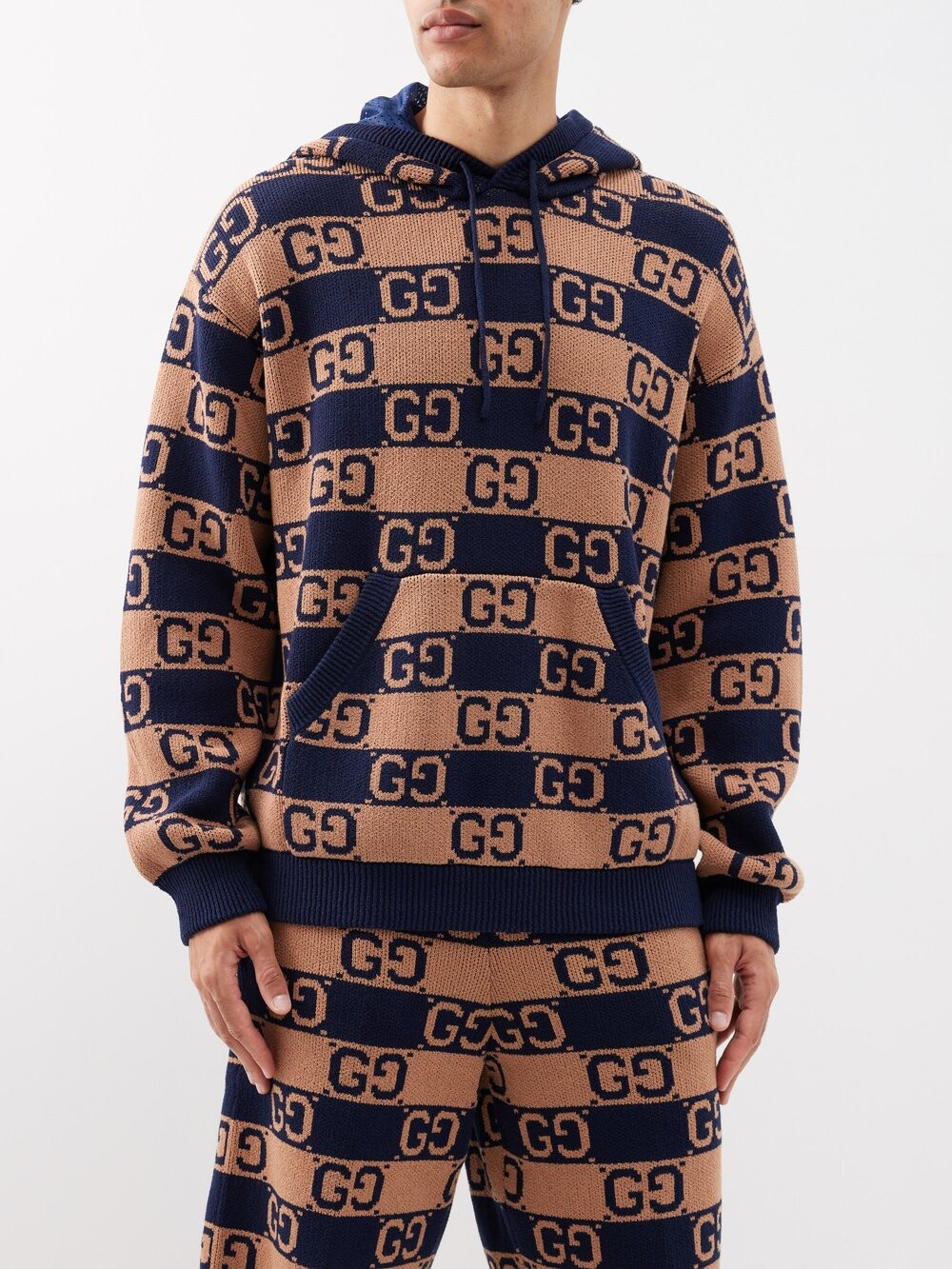 

Худи из смесового хлопка с жаккардовым узором gg Gucci, синий